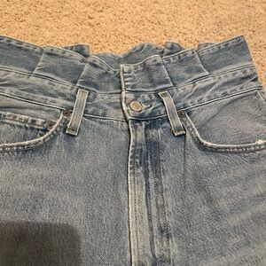 Agolde Blue long length High-Waisted denim shorts